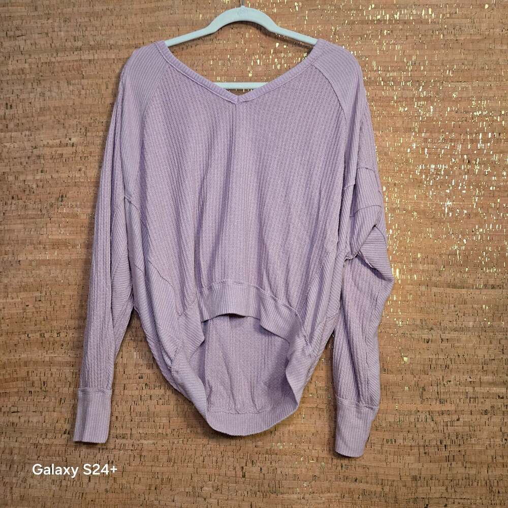 We The Free Free People South Side Thermal Waffle Knit Top dusty rose Size Mediu